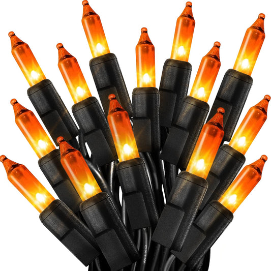 CXLHO Halloween Lights Orange Lights, 50FT 200 Count Incandescent Connectable Fall Light, 120V UL Listed Waterproof Halloween Decorations for Autumn Indoor Outdoor Party Home Garden Yard Decor