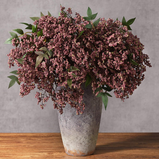 43In Faux Berry Stems for Vase, Artificial Nandina Branches Fall Decor Floral Picks Realistic Sedum Flower Greenery Stems for Wedding Holiday Farmhouse Harvest DIY Home Kitchen Decor, 3Pcs Dusty Plum