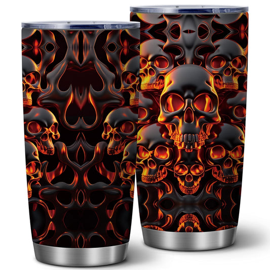 ATHAND Melted Skull Halloween Tumbler, 20oz Gothic Insulated Stainless Steel Travel Mug with Lid, Double Wall Coffee Cup, Funny Spooky Gift for Women, Men, Friends, Dad,Halloween,Birthday, 1 Pcs