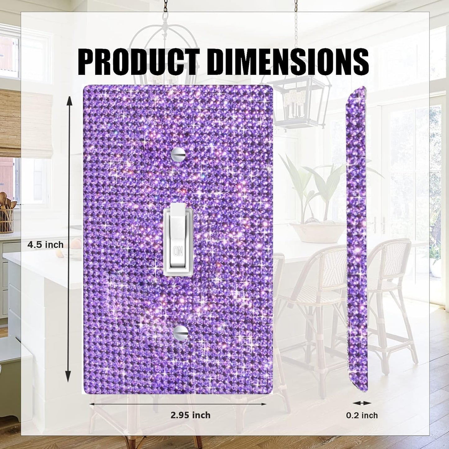 Shiny Silver Purple Bling Outlet Covers Wall Plate Single Toggle Light Switch Cover for Bedroom Accessories Home Decorative