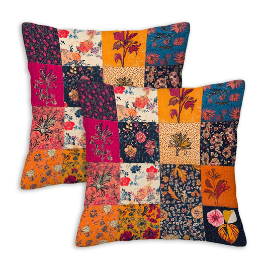 NenuVainl Throw Pillow Covers 18x18 Set of 2, Patchwork Cushion Covers, Decorative Square Pillowcases for Couch, Bedroom, Living Room