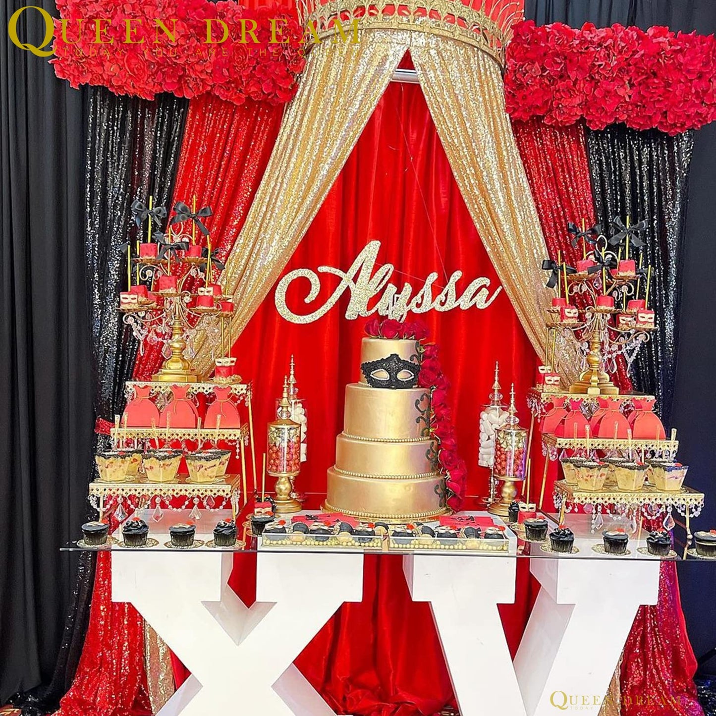 Black Sequin Backdrop 2 Panels 2FTx8FT Halloween Backdrop Curtains Party Decorations Birthday Wedding Photo Backdrop