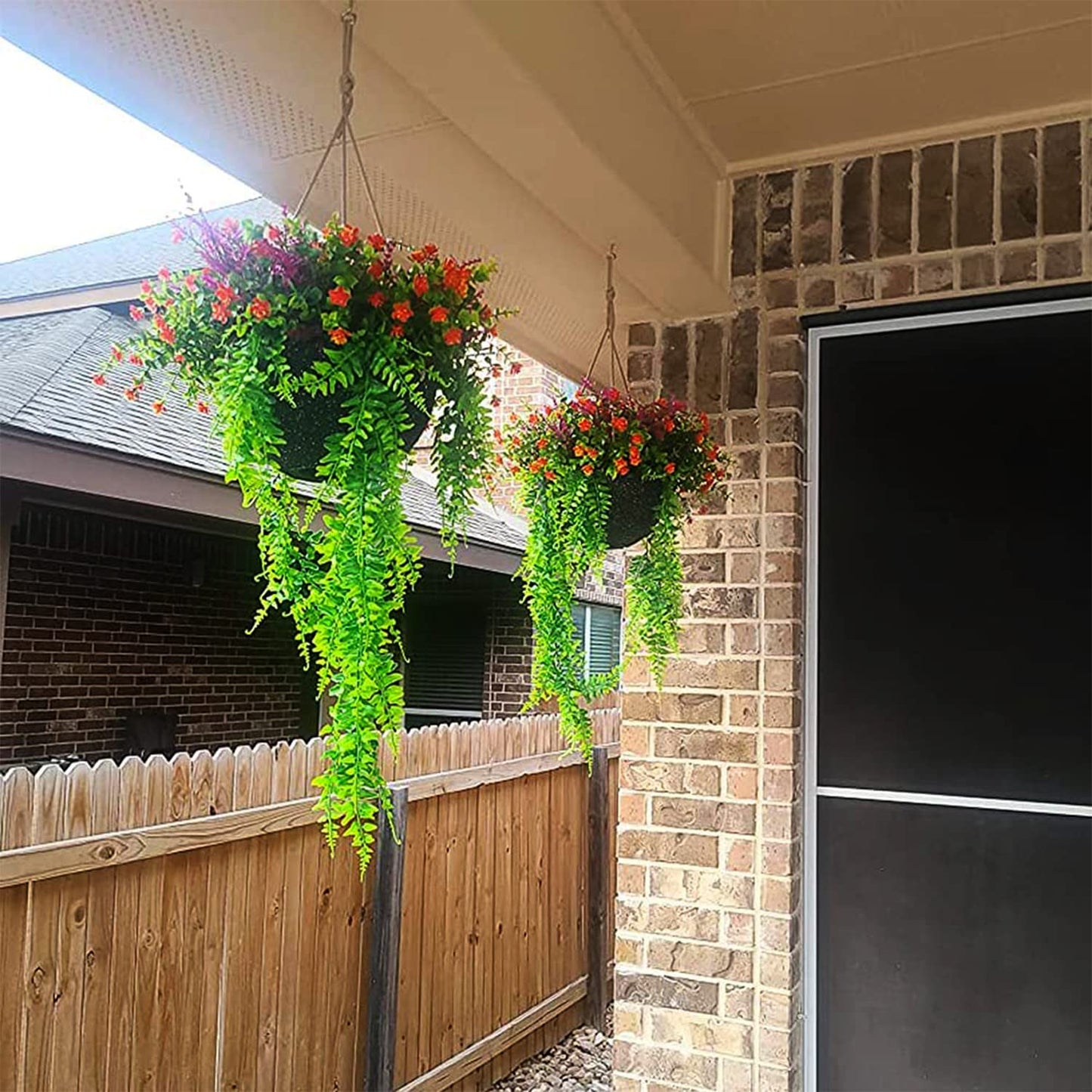 Toprooms 4pcs Artificial Hanging Plants Fake Hanging Plant Fake Plants Faux Fern Ivy Vines Outdoor UV Resistant Plastic Hanging Plants Artificial Decor (Ferns)