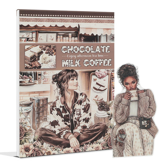Snycler Chocolate Milk Coffee Theme Sticker Scrapbooking Supplies for Junk Journal, 20 Sheets PET Stickers - Vintage Journaling Stickers, Ephemera Sticker Book Pre Cut, Junk Journal Supplies, Planner