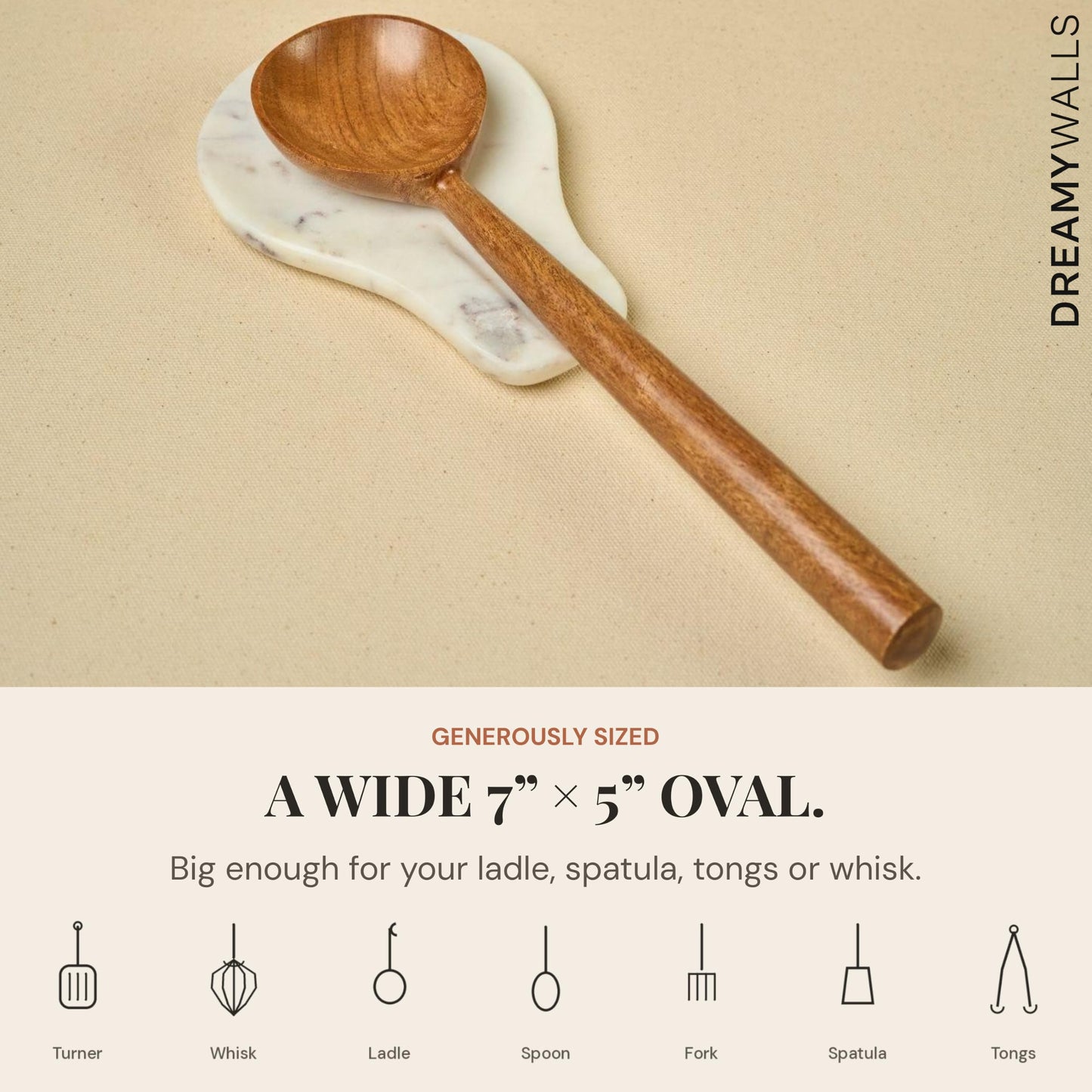 Dreamy Walls Marble Spoon Rest –Kitchen Utensil Holder, Heat-Resistant & Non-Slip Base – Marble Accessory for Stove Top & Countertop, Elegant Gift