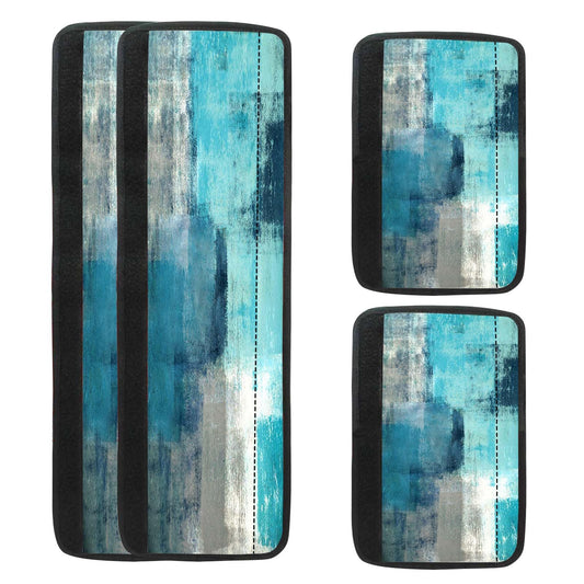MCALK 4 Pc Turquoise Kitchen Handle Covers Set, Turquoise Refrigerator & Teal Microwave Handle Covers, Suitable for Ovens and Dishwashers, Washable, Durable, Anti-Slip, Abstract Art Decor