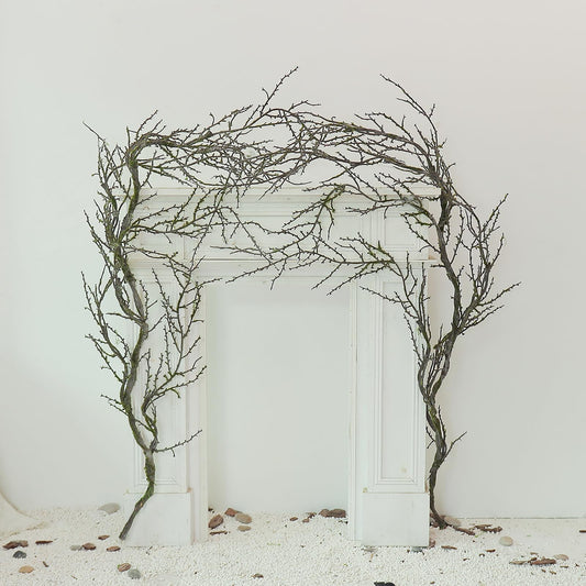 74.8inch Long Malleable Black Halloween Tree Weeping Branches Twigs Greenery Garland Hanging Moss Faux Ghost Grape Vine for Haunted Forest Outdoor Mantel Fireplace Porch Arch Stairway Yules Decor (2)