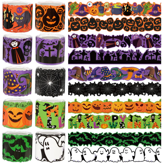 262Ft Halloween Bulletin Border Halloween Die-Cut Border Trim 10 Rolls Pumpkin Classroom Border for Bulletin Board Spider Themed Bulletin Board Decorations for Holiday Home School Wall Decor
