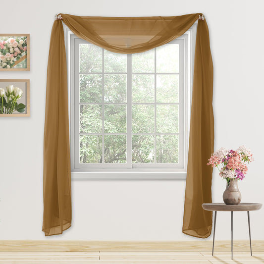 Elegant Comfort Luxury 55" Width x 216" Length 1 Panel Solid Curtain Sheer Voile Scarf for Ceremony Backdrop, Wedding Arch, Kids Bedroom, Decorative Swag, 1 Piece, Tan