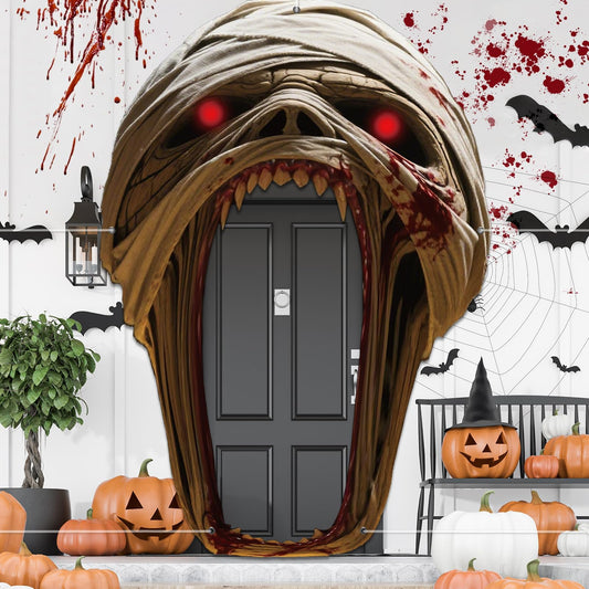 3Pcs Halloween Zombie Archway Door Banner Halloween Creepy Undead Porch Banner Bloody Zombies Door Hanging Decorations Scary Zombie Porch Sign for Outdoor Indoor Haunted House Party Supplies