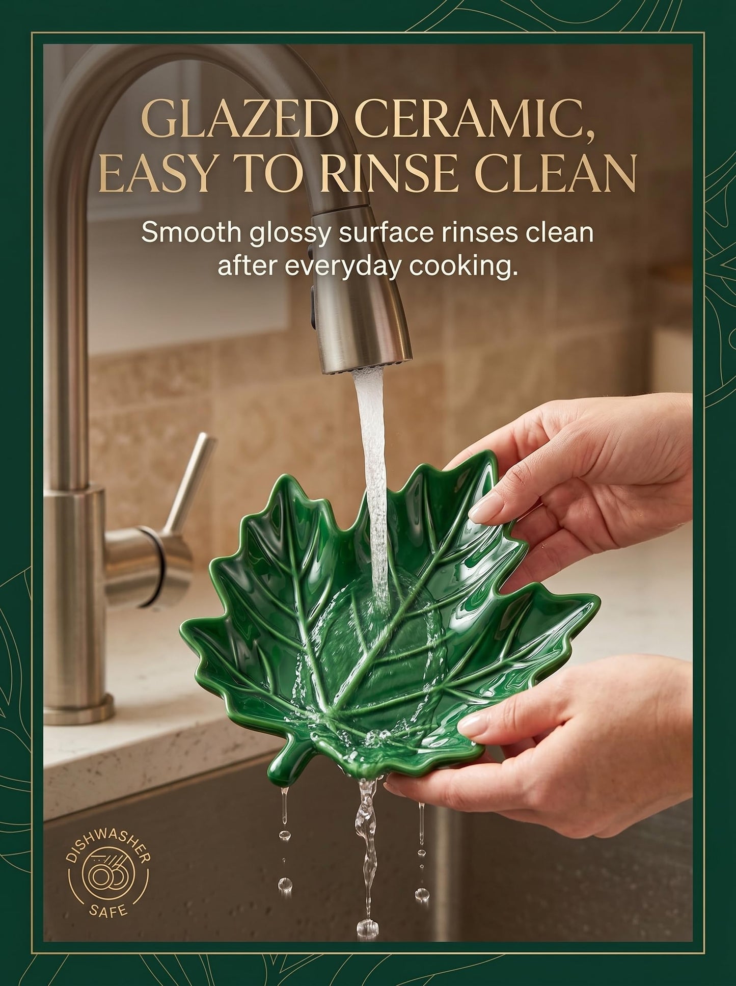 Large Maple Leaf Ceramic Spoon Rest for Stove Top and Kitchen Counter
