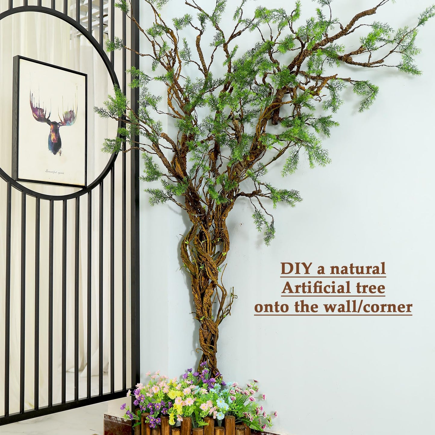39.3in Bendable Artificial Pine Tree Branch Cedar Stems Reptile Yules Decor