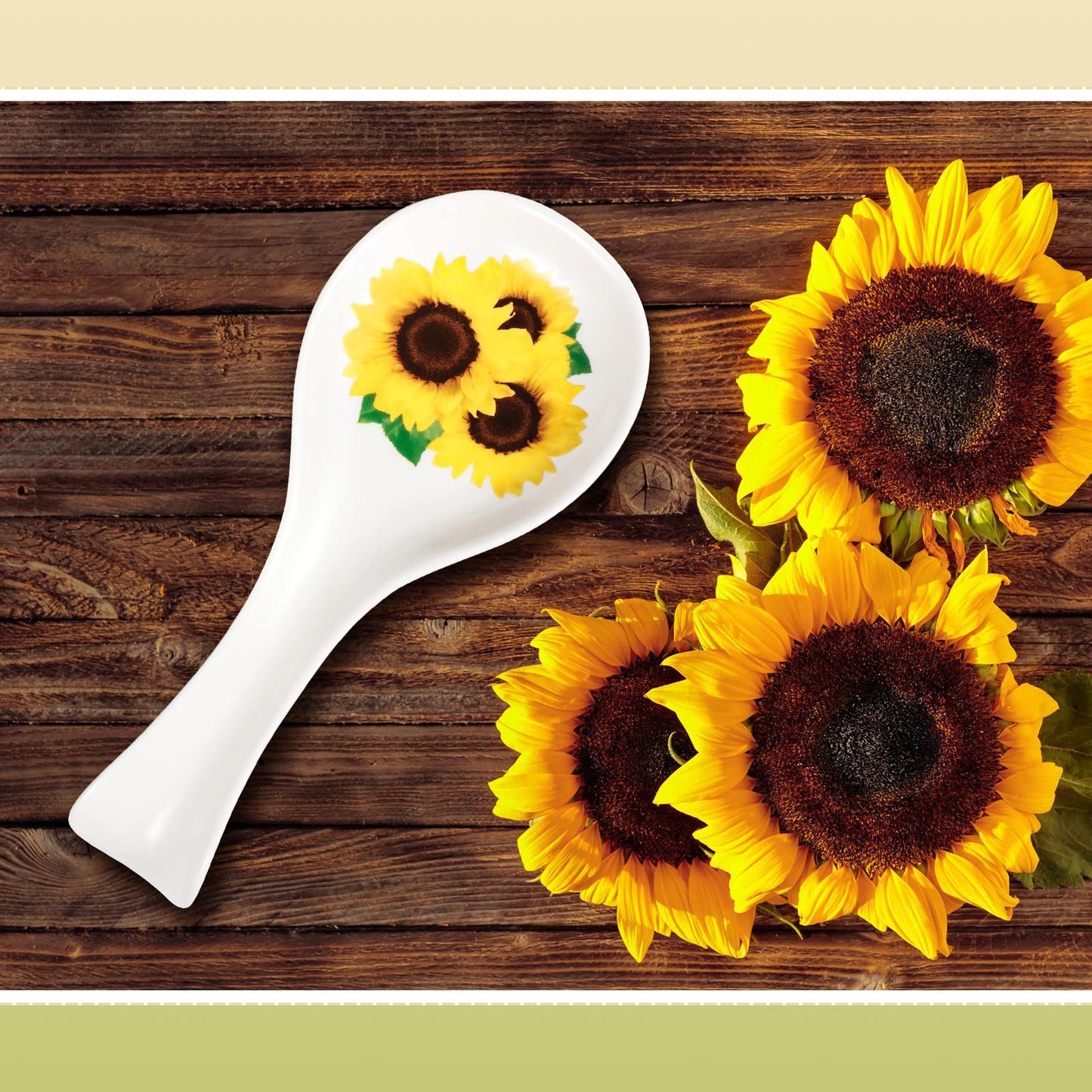 Potchen Spoon Rest Flower Utensil Holder Ceramic Spoon Rest for Stove Top Kitchen Decoration Kitchen Accessories Housewarming Gift for Coffee Bar(Sunflower)