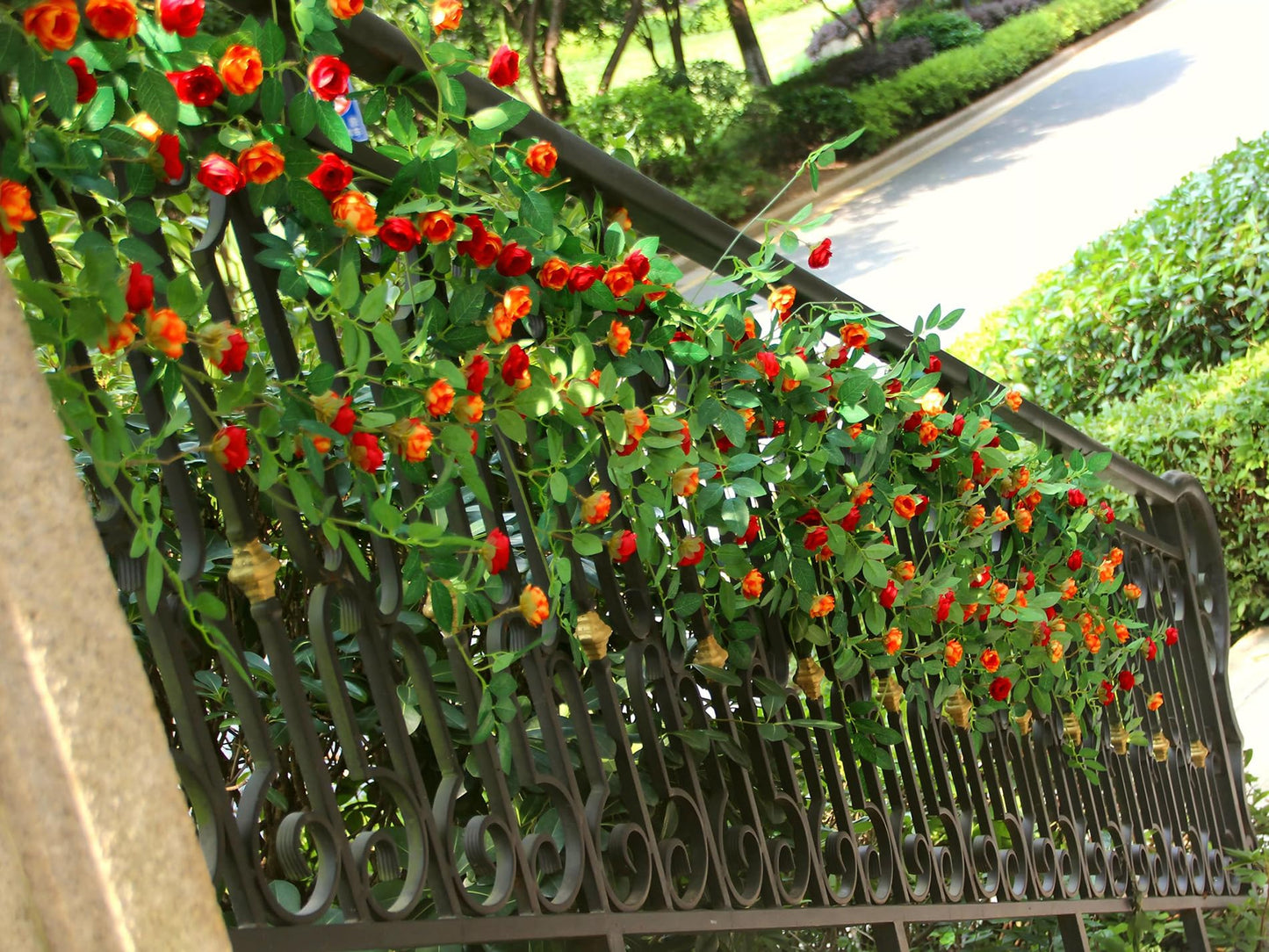 2PCS x 6FT Bendable Rose Vine Hanging Flower Garland Wildflower Floral Garland for Wall Decor Trellis Fence Home Room Decoration (Orange, 2pcs)