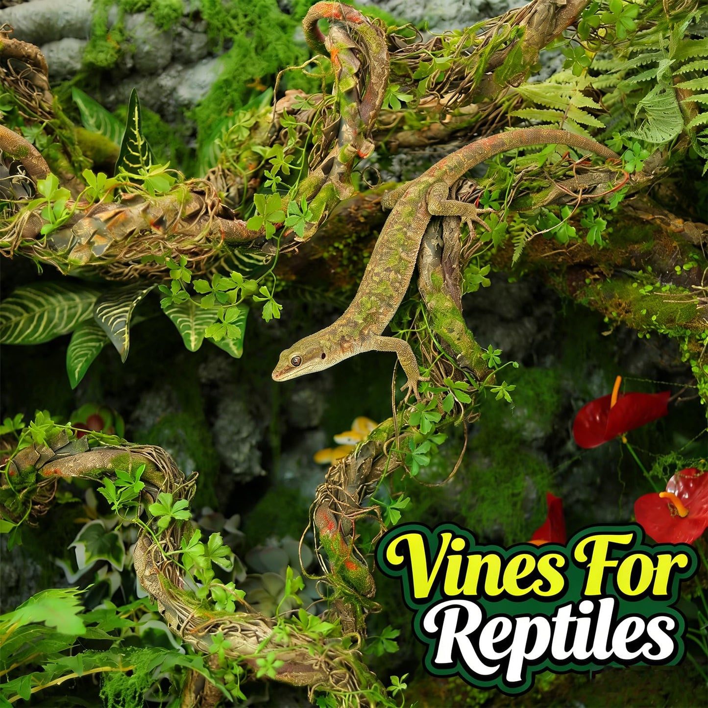 68.9inch Flexible Greenery Moss Reptiles Vines Mantle Hanging Spooky Decor