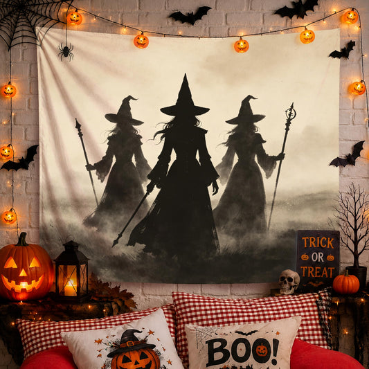 YTRG Witch Halloween Wall Tapestry, Vintage Black Halloween Tapestry Wall Hanging for Bedroom Living Room Dorm, Dark Academia Moody Witch Gifts Room Decor for Living Room Bedroom, 50x60 Inch