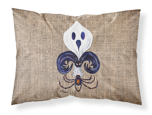 Caroline's Treasures 8749PILLOWCASE Halloween Ghost Spider Bat Fleur de lis Fabric Standard Pillowcase Lightweight Super Soft Easy Care Decorative Artwork Pillowcase, Standard