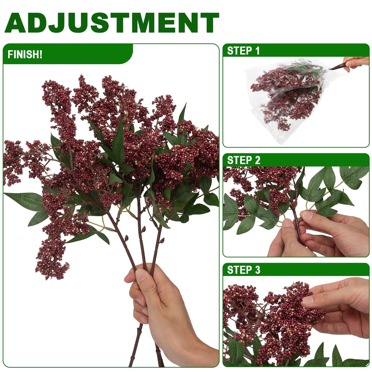 Daynight 17In Artificial Berry Stem for Vase, 6 Pcs Faux Nandina Branches Fall Floral Picks Fake Realistic Berry Spray for Wedding Autumn Thanksgiving DIY Farmhouse Home Decor(6, Purple, 17Inch)
