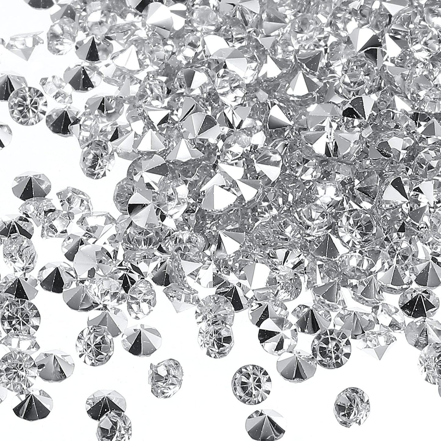 M METERXITY 10000 Pack Clear Acrylic Diamonds Vase Filler Wedding Table Scatter Crystals Diamonds Fake Confetti Gems Apply to Party/Wedding/Decoration (3mm Silver, Clear)