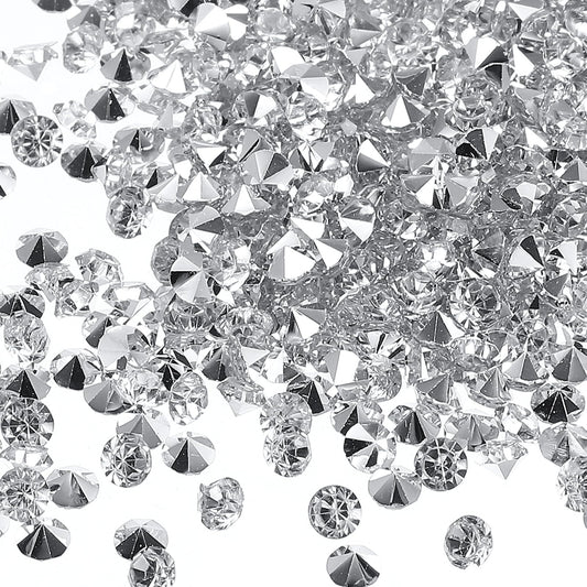 M METERXITY 10000 Pack Clear Acrylic Diamonds Vase Filler Wedding Table Scatter Crystals Diamonds Fake Confetti Gems Apply to Party/Wedding/Decoration (3mm Silver, Clear)