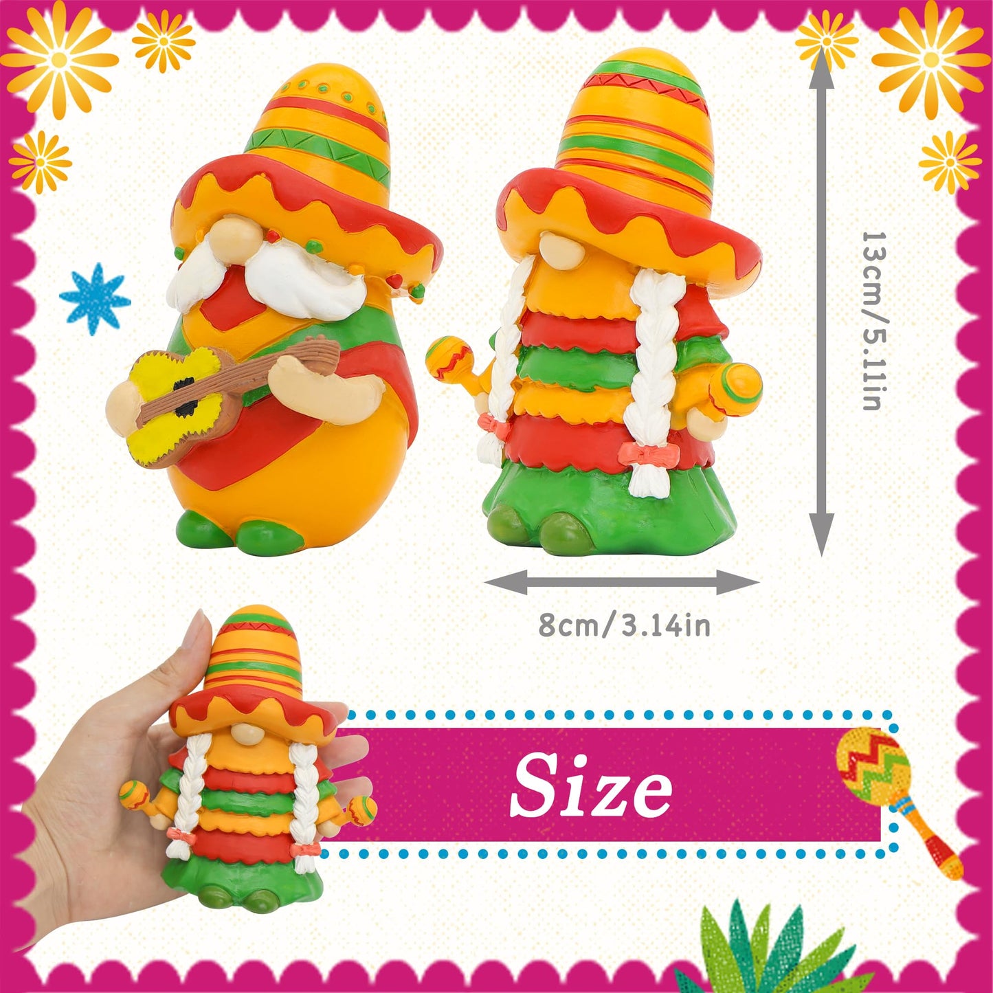 Uniboho Cinco de Mayo Decorations Cinco de Mayo Gnomes Fiesta Gnome Mexican Taco Tuesday Home Kitchen Tiered Tray Decorations