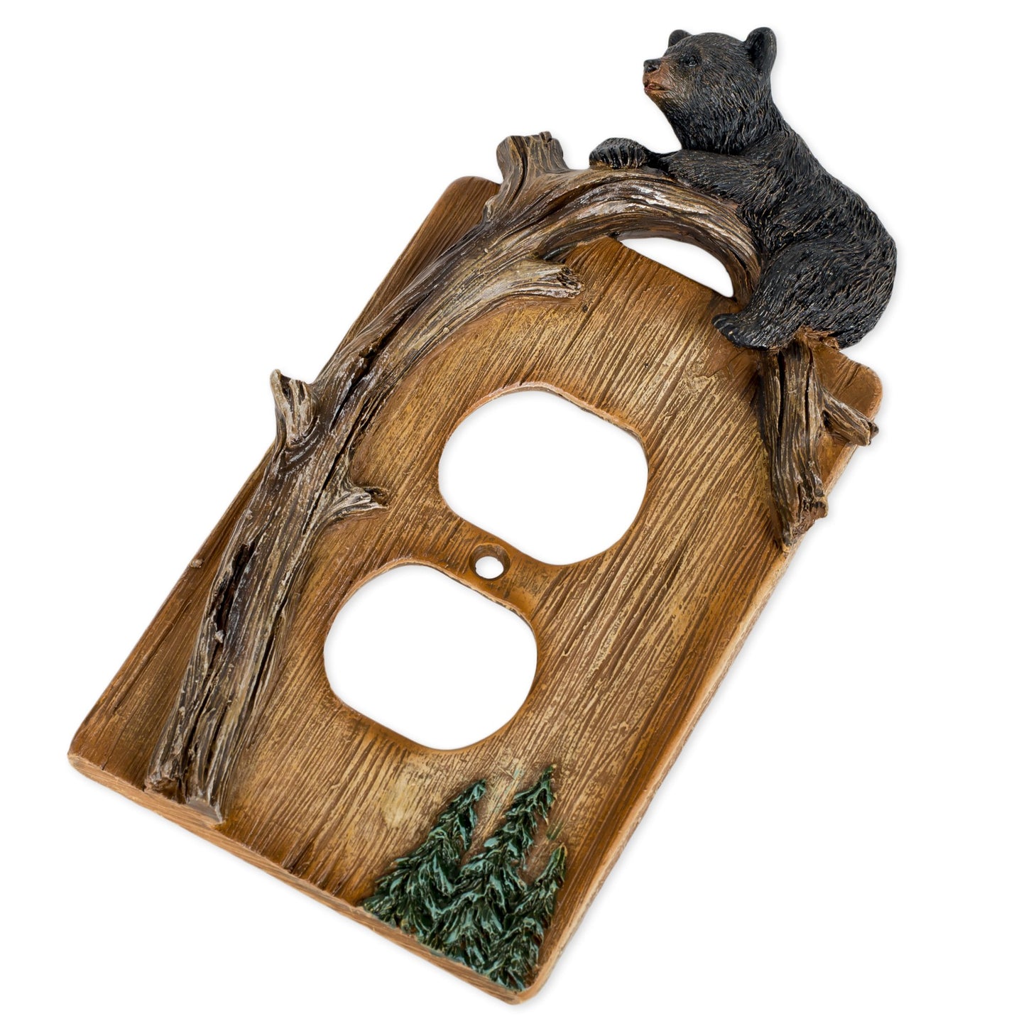 Slifka Sales Co. Bear on Tree Limb Electrical Outlet Resin Cover Plate