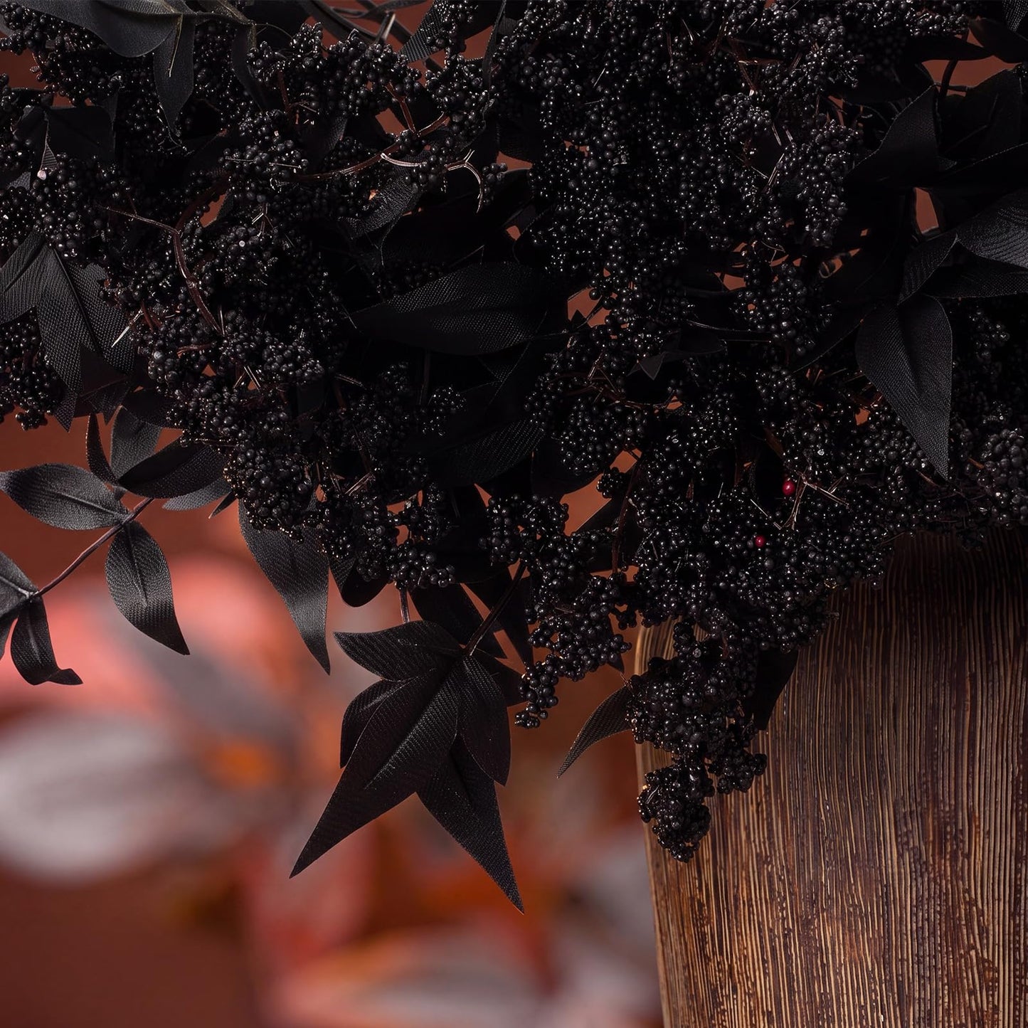 Zeyune 3 Pcs Artificial Black Berry Stem Fall Faux Flowers Picks Branches Fake Realistic Sedum Stem Spray for Halloween Holiday Seasonal Farmhouse Mantel Harvest DIY Home Decorations(35 Inch)