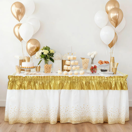 Qitvorax Disposable Table Skirts for Party, Plastic Rectangle Tables 6ft