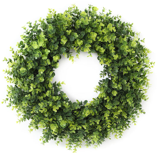26'' Boxwood Wreath for Front Door, Artificial Boxwood Leaves Wreath for Spring and Summer, Indoor Outdoor Wall, Porch, Window, Farmhouse Home Decor
