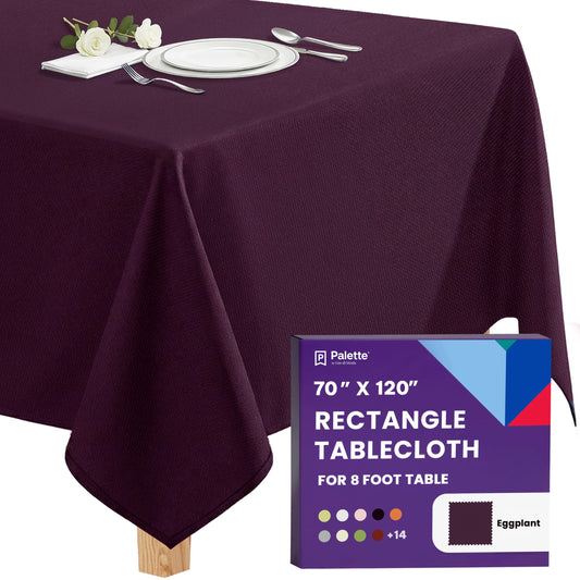 Gee Di Moda Rectangle Tablecloth - 70 x 120 Inch Eggplant Table Cloth for 6 or 8 Foot Rectangle Tables - Heavy Duty Washable Fabric - for Holiday Party, Dinner, Weddings, Baby Shower & Events