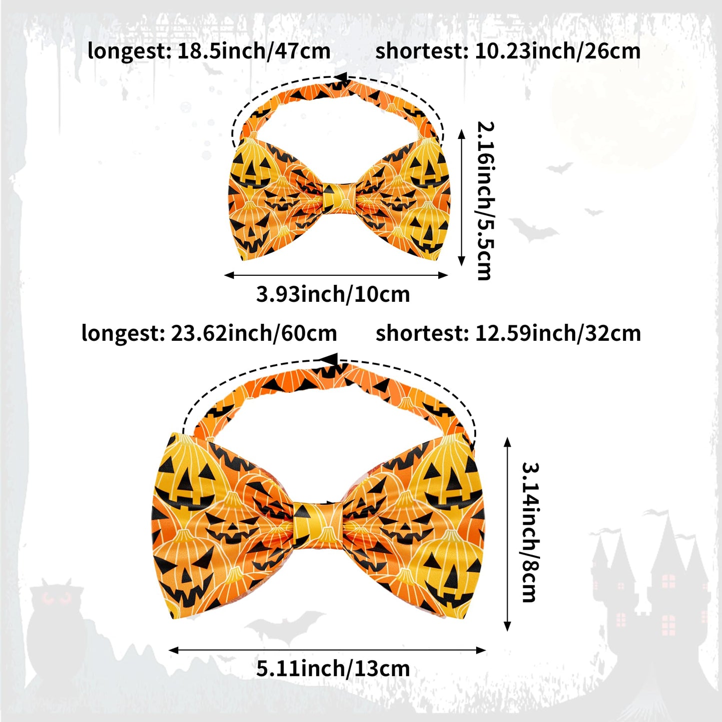 Pai Sence Halloween Dog Bow Ties Bulk for Medium Large Dogs 30 PCS Dogs Bowties with Adjustable Ties Assorted Halloween Bow Ties Party Grooming L