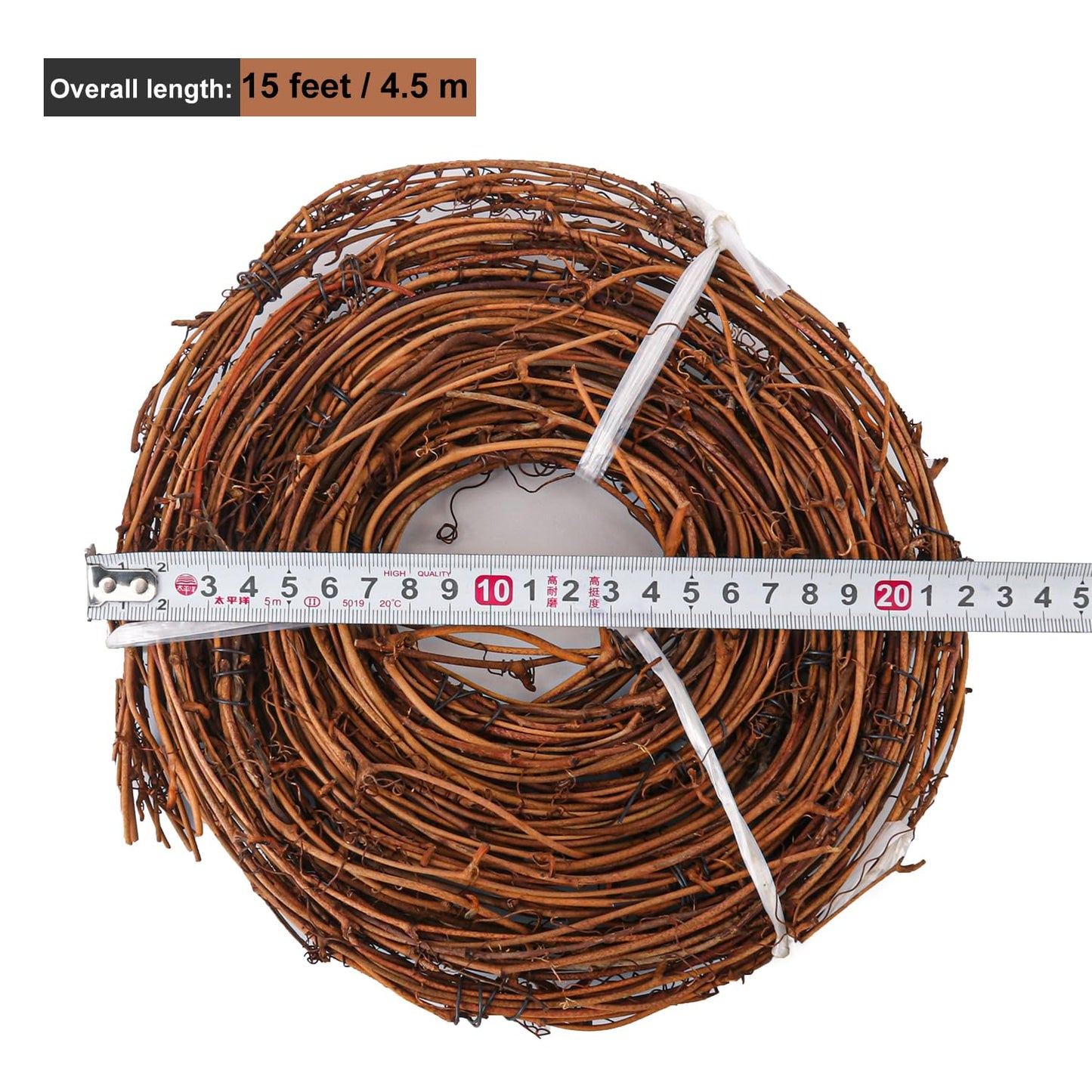 Geytetqi 7 PCS 15 FT Natural Grapevine Wreaths, Grapevine Twig, Vine Branch Wreath for DIY Crafts and Christmas Decorations, Ideal for Wedding Decor(Total 105 FT)