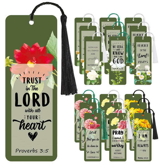 Spakon 140 Pcs Bible Verses Bookmarks Bulk Christian Church Gifts Inspirational Scripture Religious Bookmarks with Tassel Motivational Positive Page Marker for Woman Mom Mother Reading Gifts