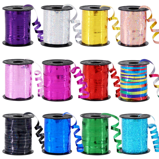 BEISHIDA 12 Assorted Colors Curling Ribbons Set,Rainbow Balloons Strings,1/5 ''Thin 264yds for Gift Wrapping Birthday Wedding Halloween Christmas Party Decoration (MIX-RIBBON-01)