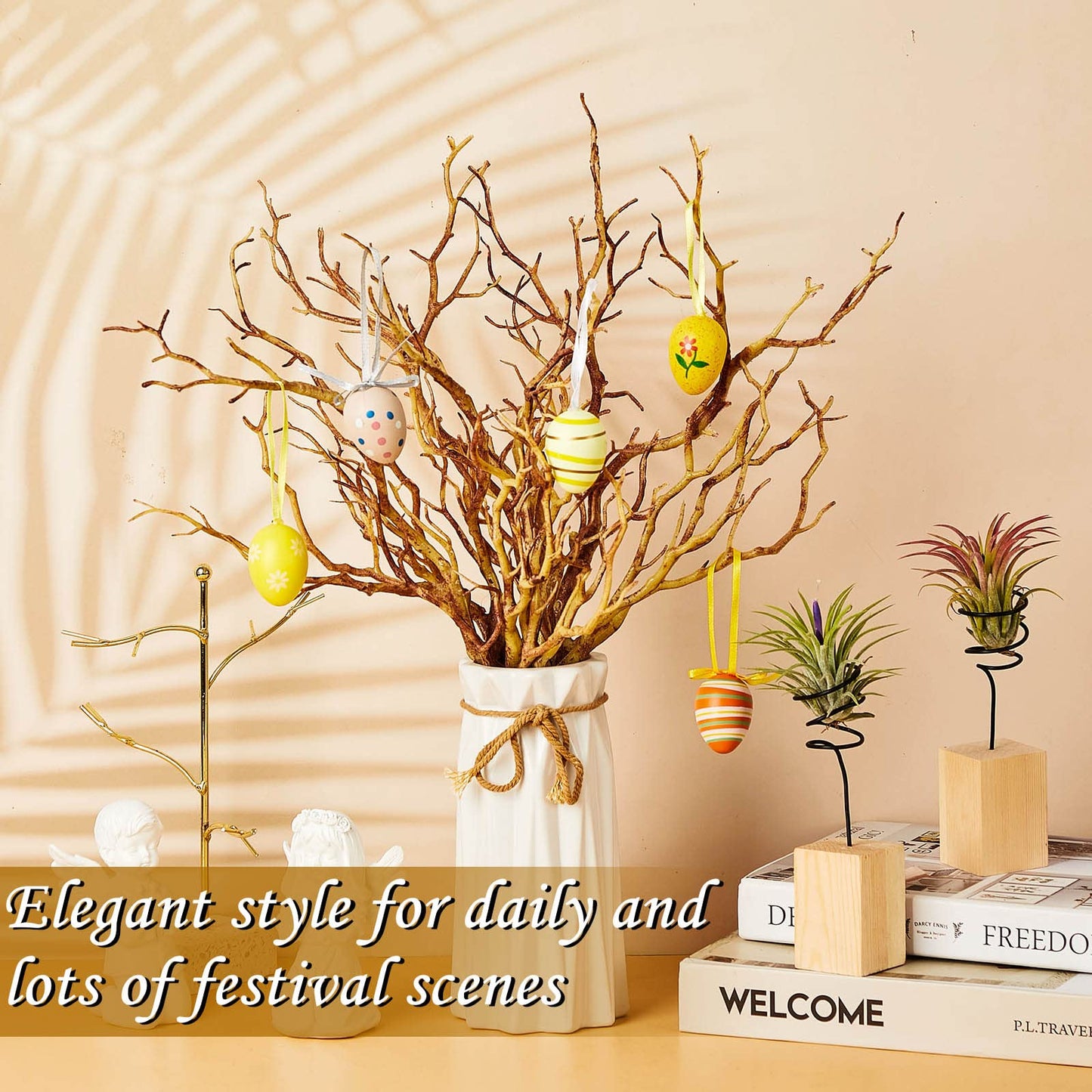 Chuangdi 8 Pcs Lifelike Artificial Antler Branches Curly Bendable Manzanita Tree Branches Plastic Dried Tree Twig for Greenery Craft Home Garden Hotel Party Festival Wedding Decor(Coffee)