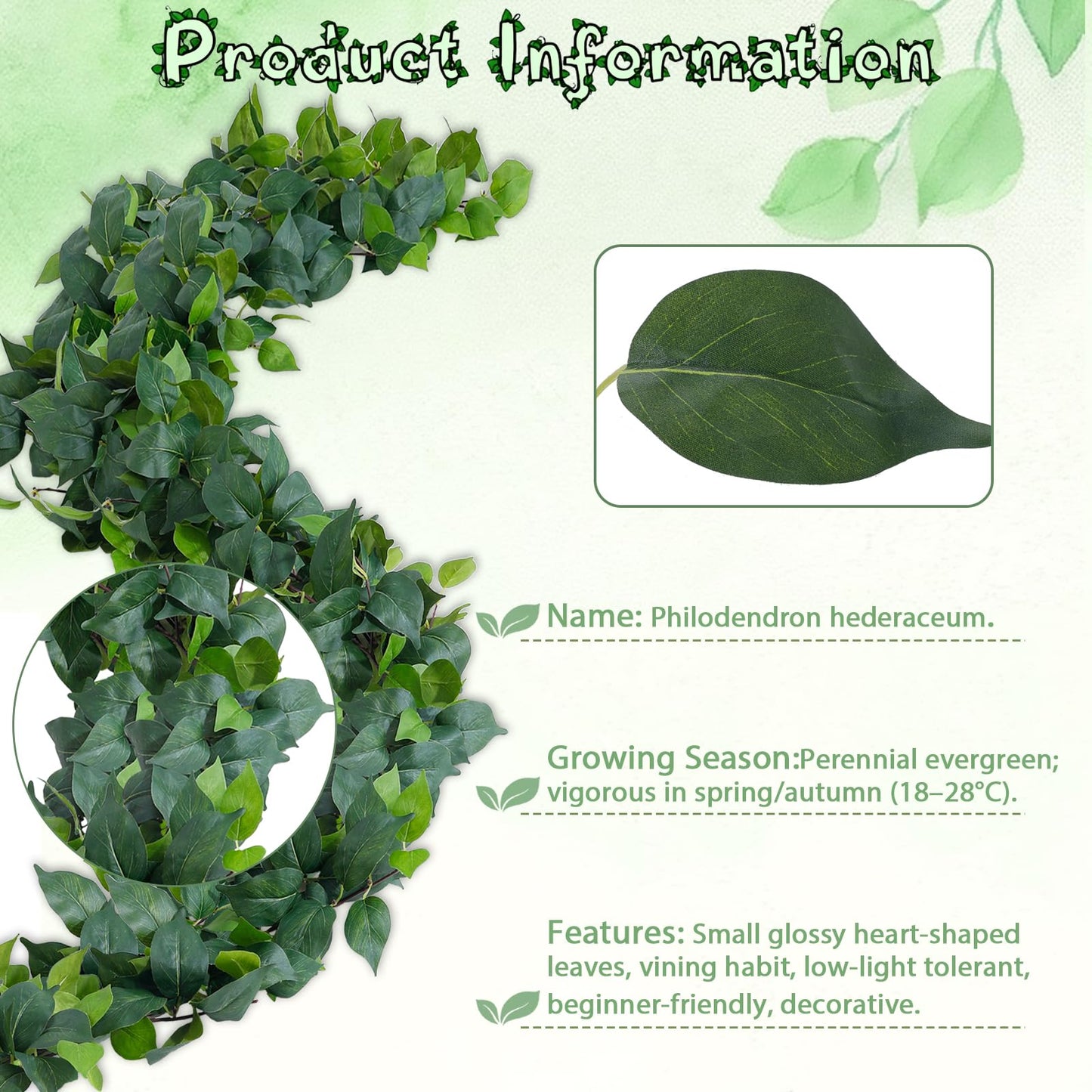 ucky 2Pack Artificial Ivy Artificial Vines Artificial Plants 12FT Fake Hanging Plants Silk for Garden Terrace Beach Party Decoration Wedding Decoration