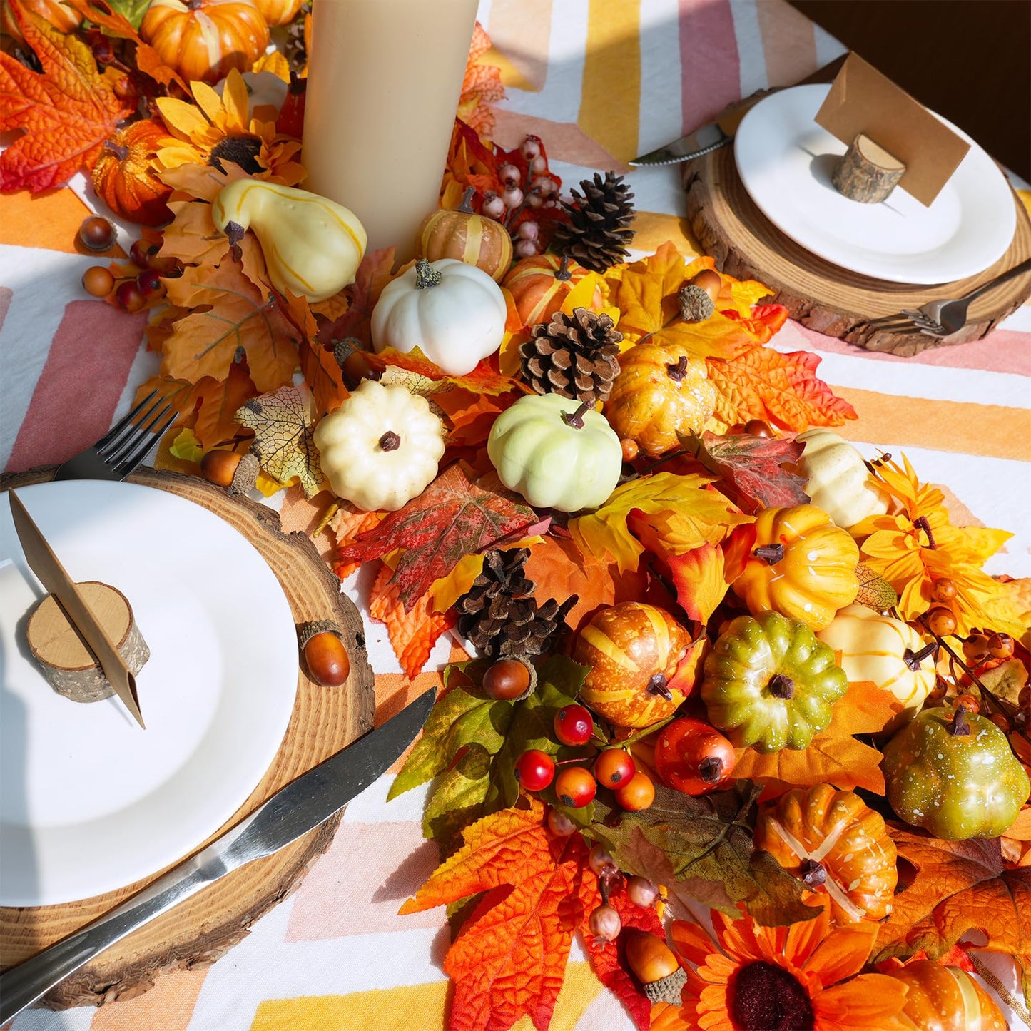 Winlyn 46 Pcs Assorted Small Artificial Pumpkins and Gourds with Acorns Pinecones Maple Leaves Fall Harvest Decor Set for Autumn Party Table Centerpiece Thanksgiving Halloween Wreaths Vase Bowl Filler