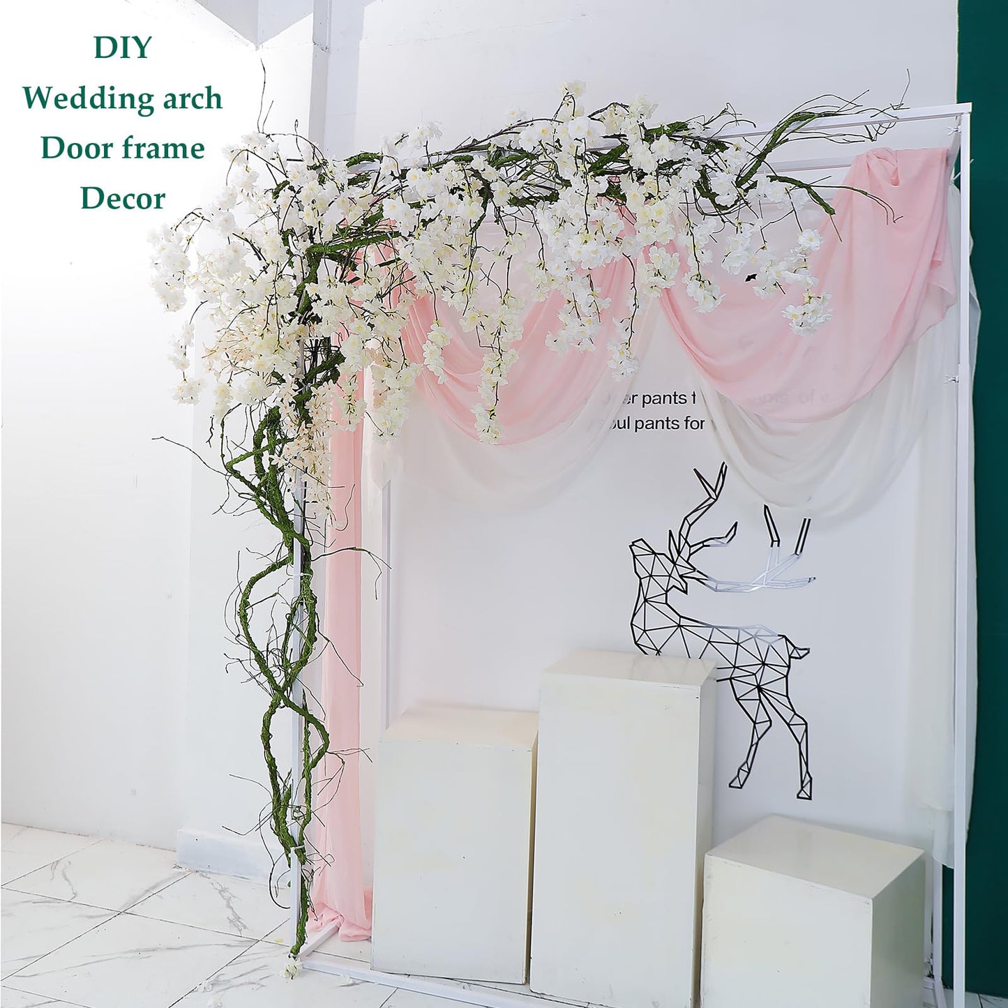 CONGZHANHH 118 inch Big Artificial Green Tree Branches Ivy Grapevine Garland Fake Tree Trunk Wall Door Hanging Plants Twigs Moss for Garden Home Wedding Outdoor Jungle Leaves Room Decoration