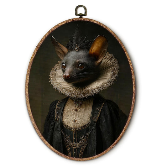 Hxlac Vintage Renaissance Style Bat Oval Wall Art Framed, Dark Academia Animal Oval Wall Decor, Moody Gothic Bat Canvas Prints Wall Sculptures for Home Bedroom Living Room Decor, 8.5x11.5 Inch