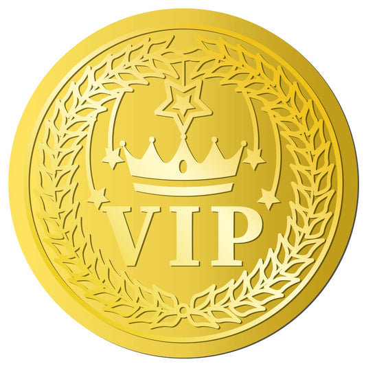 CRASPIRE 144Pcs VIP Crown Gold Foil Embossed Stickers 2" Self Adhesive Certificates Envelopes Seals Sticker Labels for Wedding Invitation Graduation Corporate Diplomas Gift Wrapping
