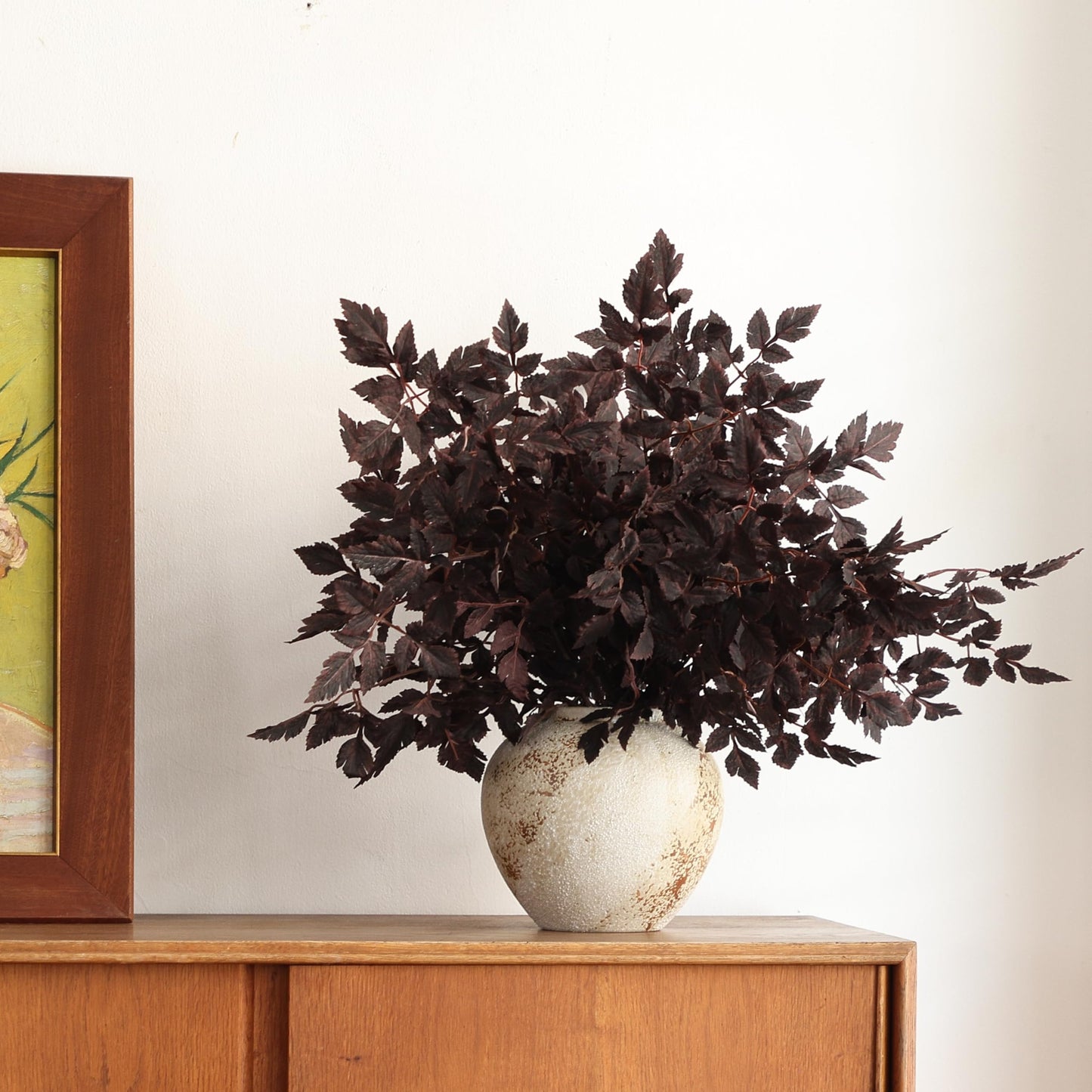 PERFNIQUE 4 Pack Artificial Plum Cimicifuga Leaf Sprays, 24" Faux Ramosa Branches for Vase, Fall Floral Stems for Table Centerpiece, Farmhouse, Wedding, Mantel, or Halloween Decor