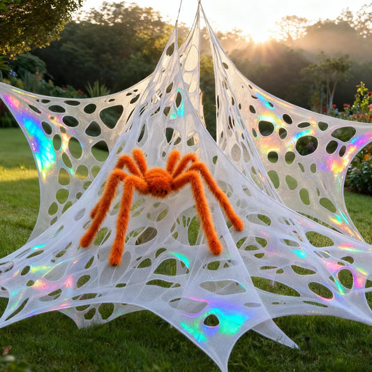 Homgaty Giant Halloween Spider Web, 650sqft Stretchy Beef Netting Halloween Spider Web Outdoor Decoration Cut-Your-Own Netting Spiders Webbing for Halloween Decor, Yard, Roof, Garden, MRPTDE1586