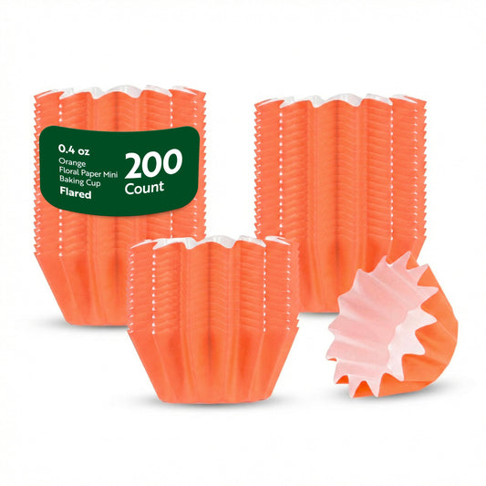 Restaurantware Paper Baking Cups 200 Count 0.4 Ounce Paper Greaseproof Muffin Liners, 2 Inches Disposable Baking Cups Flared Design Tangerine for Oven and Freezer Use