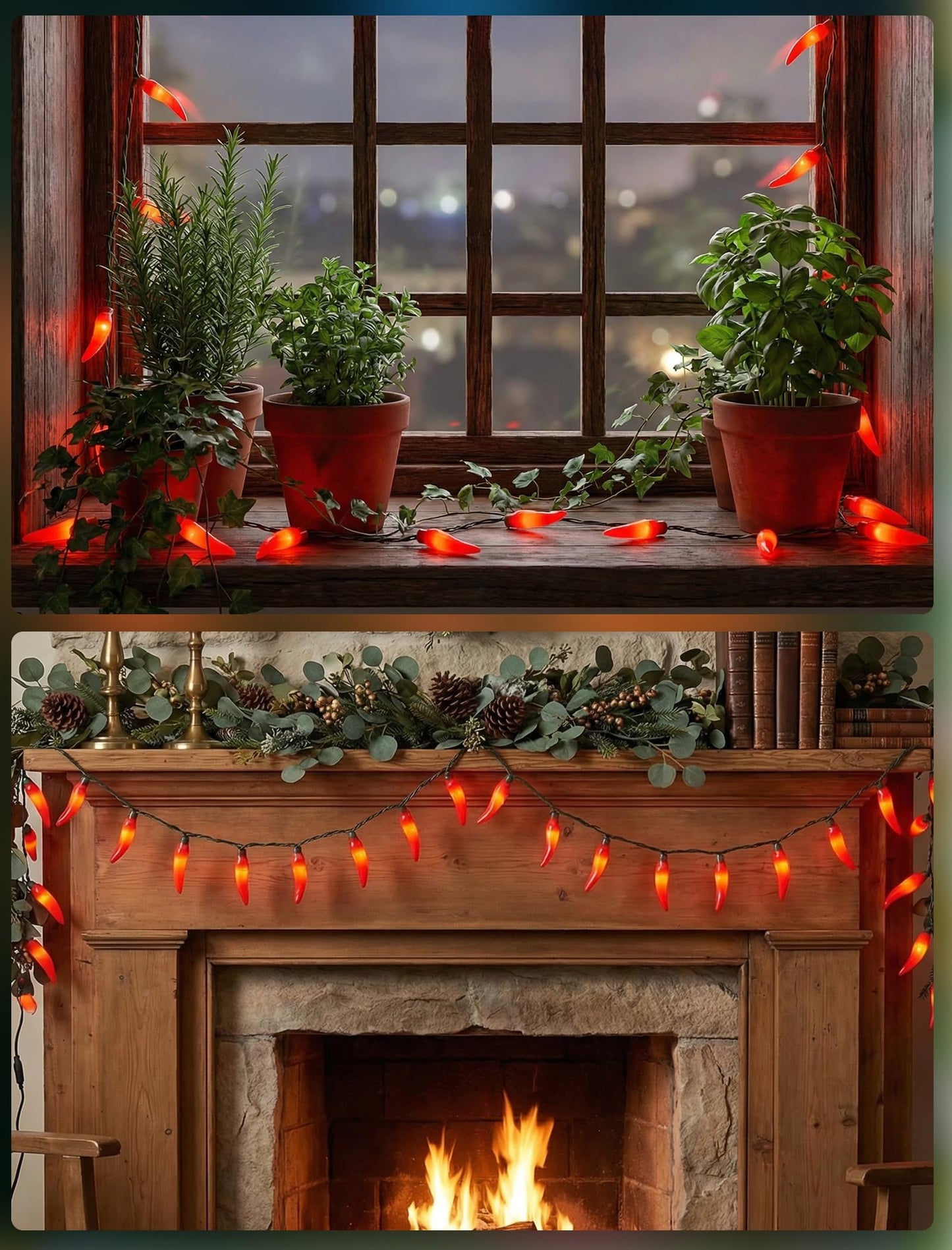 35 LED Red Chili Pepper Christmas Lights, 13.6Ft Outdoor String Lights with Warm White Bulbs, Plug in Fairy Lights for 4th of July Kitchen Patio Garden Decor, Cook Off Decorations for Cinco De Mayo