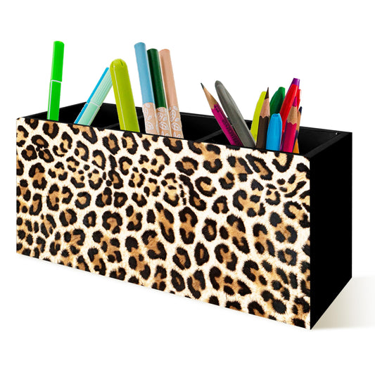 YTRGI Leopard Print Pen Pencil Holder Organizer for Desk, Leopard Print Room Decor, Preppy Cheetah Kitchen Cooking Brush Makeup Utensil Holder (Black)