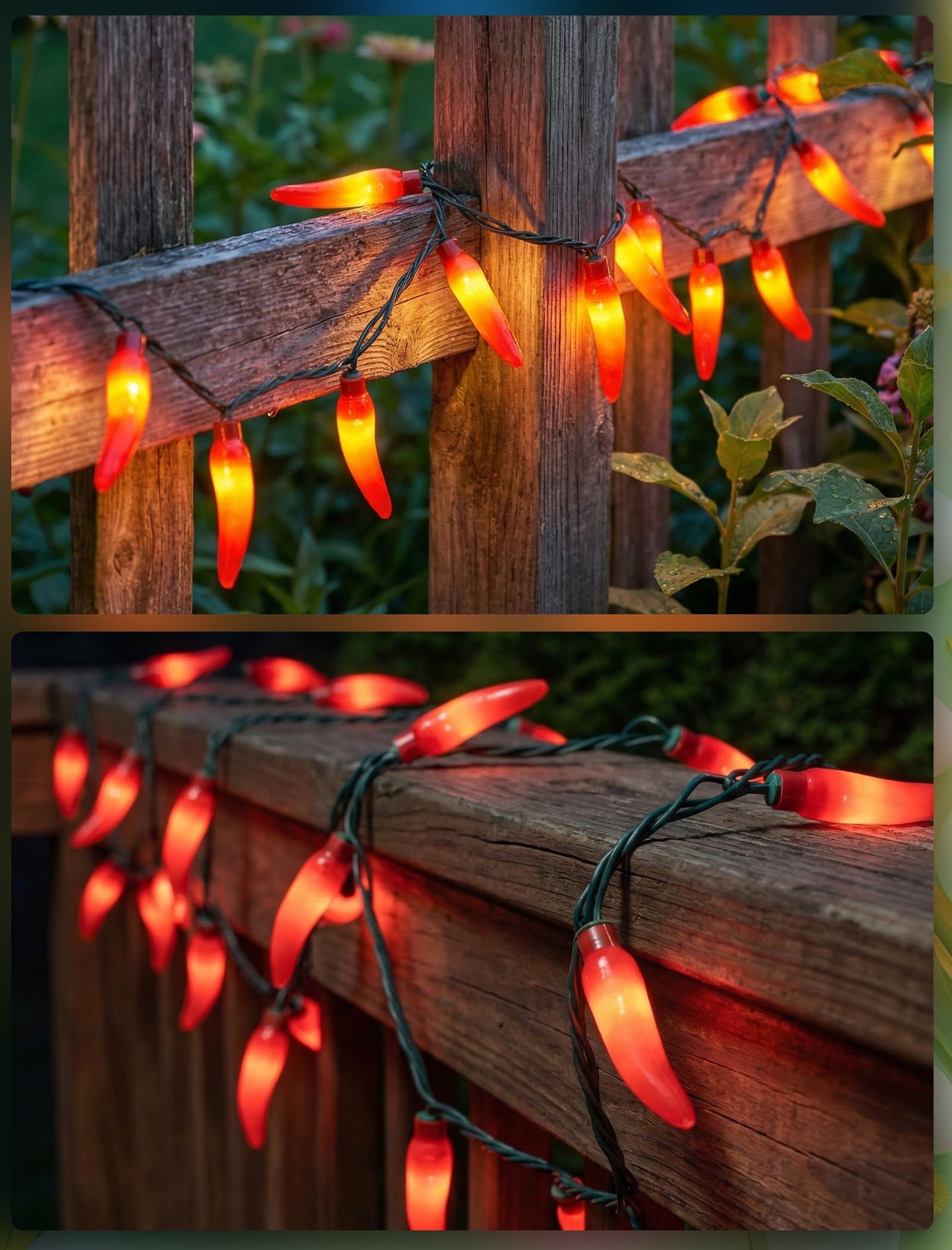 35 LED Red Chili Pepper Christmas Lights, 13.6Ft Outdoor String Lights with Warm White Bulbs, Plug in Fairy Lights for 4th of July Kitchen Patio Garden Decor, Cook Off Decorations for Cinco De Mayo
