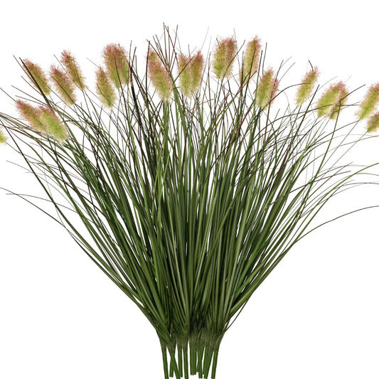 Ttranewsoo Artificial Grass, Fake Grass, Artificial Shrubs, Wheatgrass Cattails Fake Grass Decorations, Artificial Plants, Ornamental Grass, Outdoor Fake Grass, Green Leafy Decorations (12PCS)