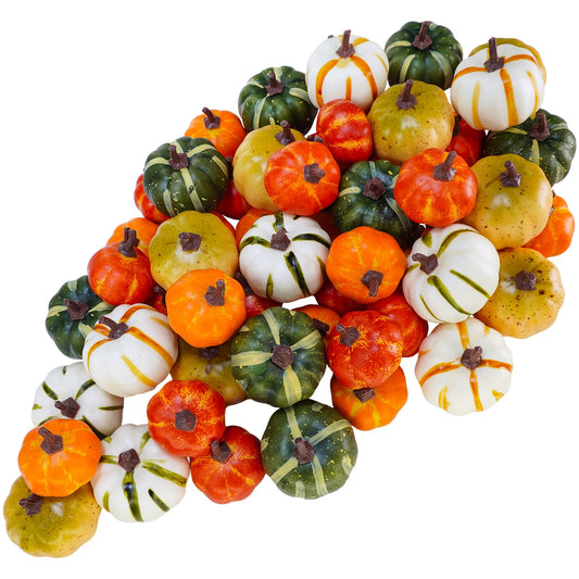 Winlyn 56 Pcs Assorted Mini Artificial Pumpkins Fall Harvest Pumpkins Foam Pumpkins Decorative Faux Pumpkins for Fall Wedding Halloween Autumn Holiday Thanksgiving Kitchen Table Bowl Filler Décor