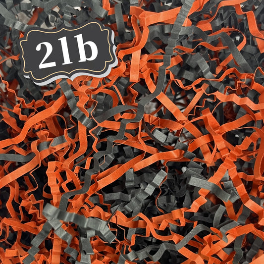 ZEBMOON 2 LB Black Orange Crinkle Cut Paper Shred Filler Great for Gift Wrapping, Halloween Basket Filling, Birthday, Wedding, Thanksgiving, Graduation, New Year Party Decorations Filling Supplies