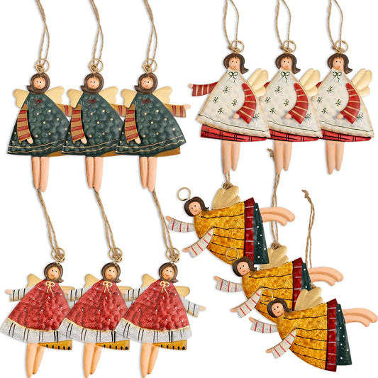 Notakia Metal Christmas Angel Ornaments for Christmas Tree Decorations and Holiday Crafts & Gift Tags Dancing Flying Tin Angels (Set of 12)